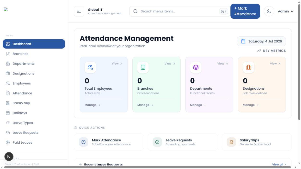 Attendance Management System website screenshot