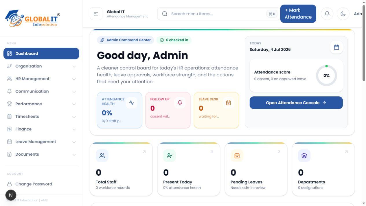 HRMS Management System website screenshot