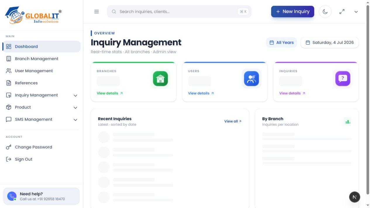 Inquiry Management System website screenshot